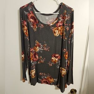 Maurices Long Sleeve Floral Tee 1x